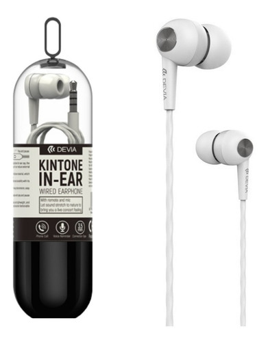 Auriculares In-ear Alámbricos Kintone V2 3.5mm Devia - Cover Color Blanco