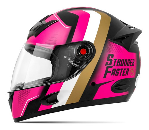 Capacete De Moto Feminino Etceter Stronger Faster Fosco Cor Rosa-dourado Tamanho do capacete 62