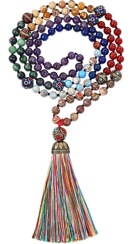 Bivei Pulsera De Cuentas De 108 Chakras Con Piedras Preciosa