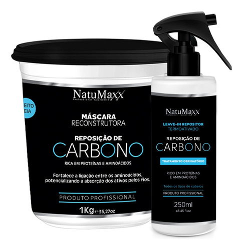 Kit Carbono Natumaxx Máscara 1kg + Leave-in Uso Obrigatório