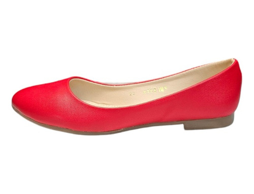 Flats Rojo Vivo Para Dama Zapato De Piso Sintetico Liso