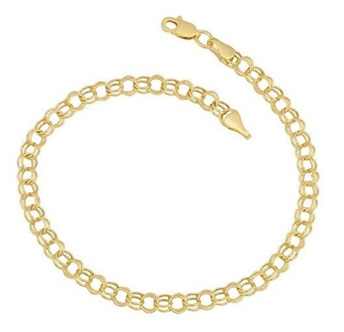 Kooljewelry 14k Oro Amarillo De 4 Mm Redondo Pulsera Charm (