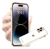 Comprar Funda Iphone 16 15 Pro Pro Max Celular Mujer Antigolpe Blanco Y Dorado Iphone 16 Pro Max