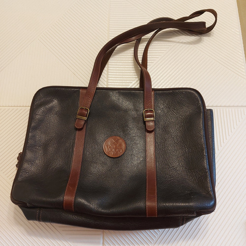 Cartera Cuero Tamaño Portafolio Negro Lisa Vison (Usado)