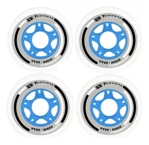 4 Rodas Traxart Fitness Hardwheels 80mm/88a Branco + Brinde