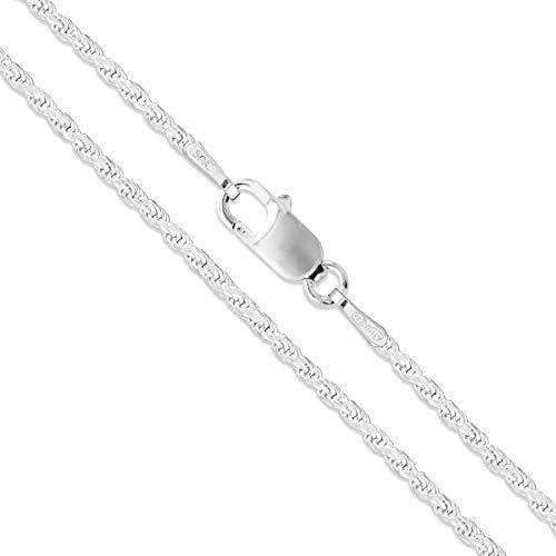 Collar - Cadena De Cuerda Con Corte De Diamante De Plata Est