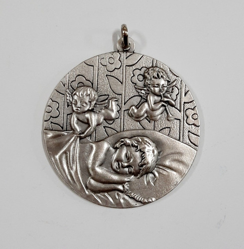 Medalla Cunero Ángel De La Guarda - Niño Dormido - 60 Mm. -