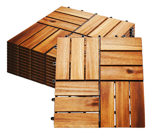 Piso Modular Deck De Madera Acacia Interior Exterior 30x30 P