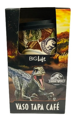 Imagen 2 de 5 de Vaso Tapa Cafe Plastico Mug Jurassic World Ar1 Vpjur Ellobo