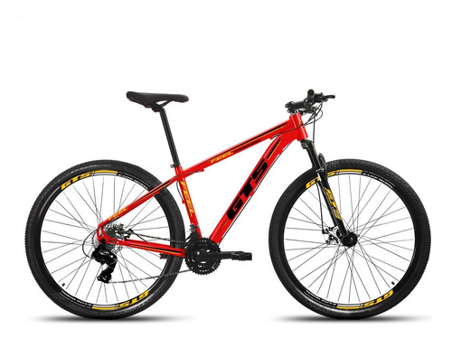 Bicicleta Aro 29 Cambios Shimano Gts Feel 21 A Disco Cor Vermelho/preto/amarelo Tamanho Do Quadro 19