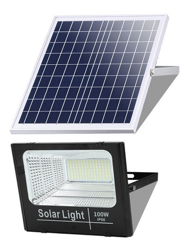 Reflector Led 100w + Panel Solar Exterior Con Control Remoto