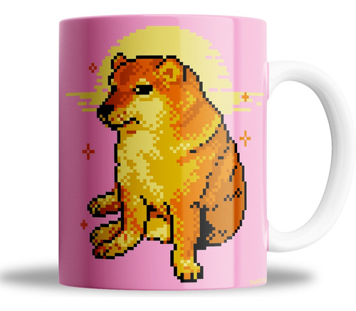 Taza De Cerámica - Memes Cheems Perrito Pixel 