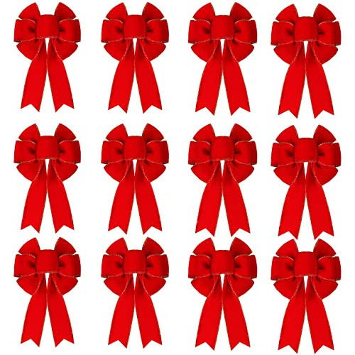 12 Paquetes De Lazos Rojos Pequeños Árbol De Navidad,...