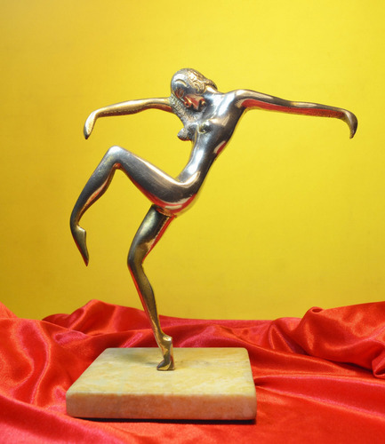 Figura Bailarina De Bronce Y Mármol Art Deco - En Rosario - (Usado)