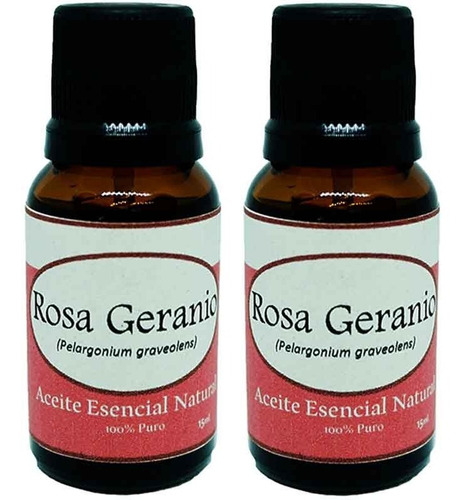 2 Aceites Esenciales Rosa Geranio Puro 15 Ml Envío Gratis