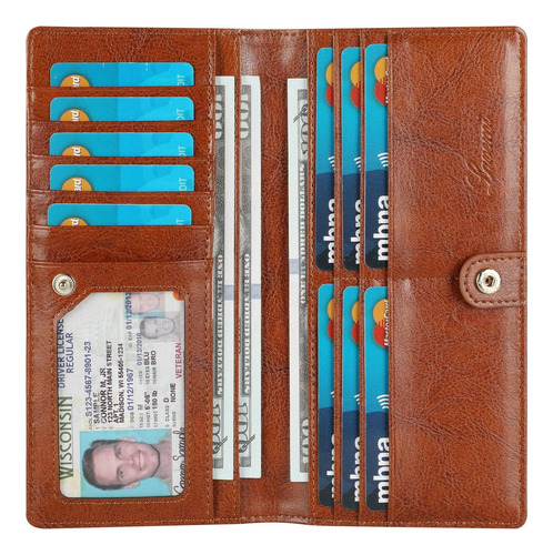 Lavemi Cartera De Cuero Ultra Delgada Para Mujer Con Bloqueo