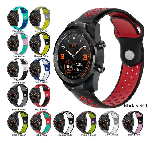 Correa Deportiva Transpirable De Lujo Para Ticwatch Pro Negro/blanco 2.2 Cm