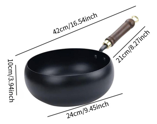 A 9.45 '' Wok De Fondo Plano De Hierro Wok Con Manija De