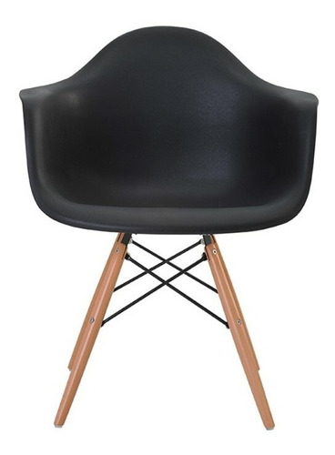 Cadeira de jantar Rivatti Eiffel com braço base madera, estrutura de cor  preto, 1 unidade