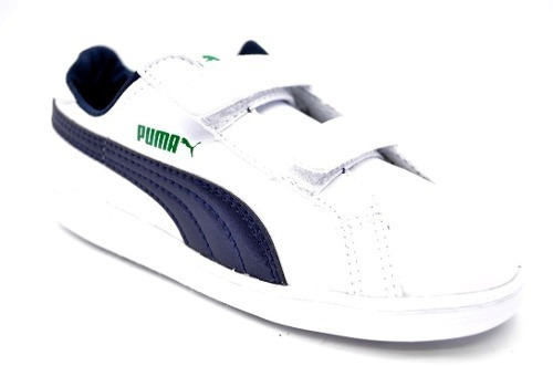 Zapatillas Puma Smash Fun Lv Jr Niños C/abrojo Blanco C/azul