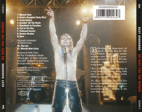 Imagen 2 de 2 de Ozzy Osbourne No Rest For The Wicked Cd Remastered Importado