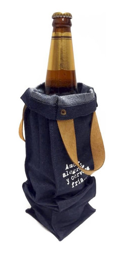 Bolsa Jean Y Cuero Para Botella De Cerveza Factura A O B