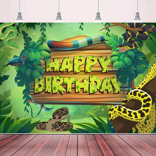 Cartel De Feliz Cumpleaños De Serpiente De Reptil, Telón De 