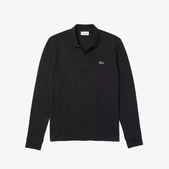 Chomba Para Hombre Lacoste Polo Manga Larga Gris Oscuro