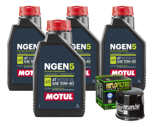 4 Lt Óleo Motul Ngen 5 10w40 Filtro Hiflo Tiger 800 900 1200