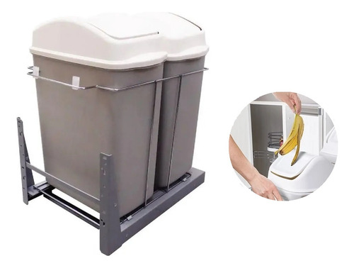 Lixeira Ecológica Dupla Deslizante 40l Cromado 8683 Jomer