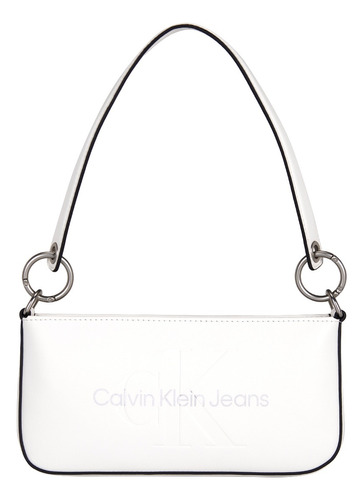 Bolsa Ck Para Mujer K60k610679 Acabado de los herrajes Níquel Color White/Silver Logo Correa de hombro Multicolor Diseño de la tela Liso