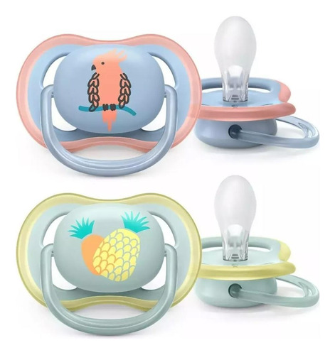 Chupeta Ultra Air 0-6m Abacaxi / Arara Com 2 Philips Avent