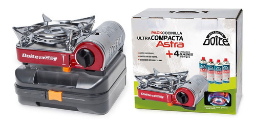 Pack Cocinilla Astra + 4 Gas 227 Rs Rojo Doite Encimera