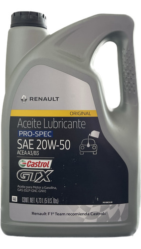 Aceite Renault Castrol Gtx Pro-spec 20w50 A3/b3 - 1 Galón