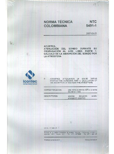 Libro Norma Técnica Colombiana Acústica De Icontec Instituto