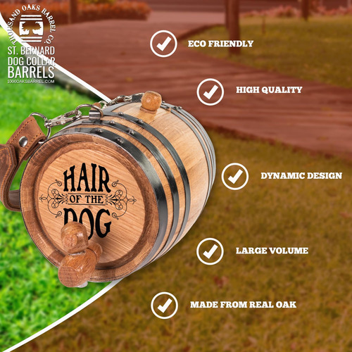 Collar De Barril De Whisky San Bernardo Para Perro, Pelo De