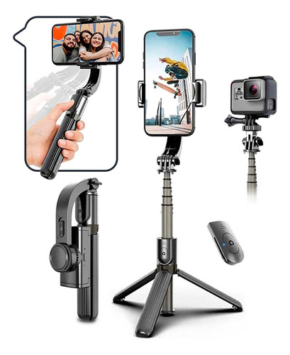 Estabilizador Celular Bastão Pau Selfie Tripé 360 Bluetooth Cor Preto