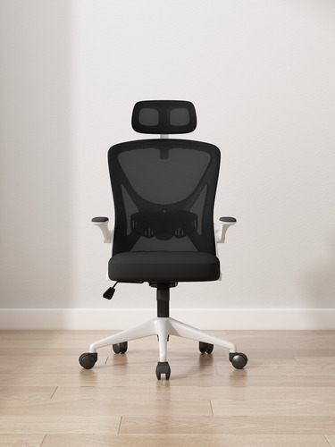 Silla Escritorio Ergonomica Reposa Cabeza Lumbar Ajustable Blanco/negro Algodón