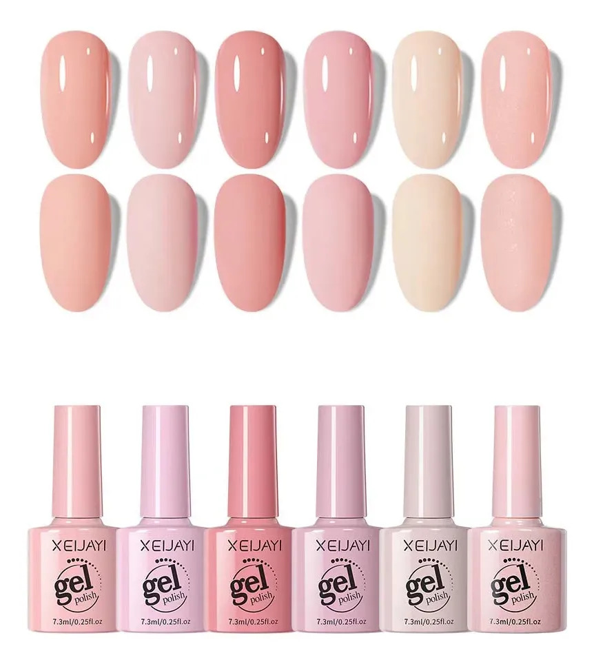 6 Pcs Gel Semipermanente Color Gel Esmalte De Uñas Esmaltes Rosa