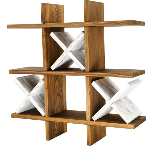 Tic Tac Toe - Soporte Para Papel Higiénico Rústico De Madera