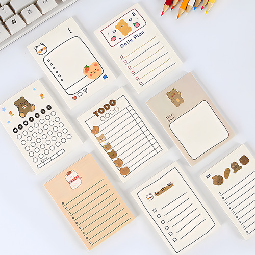 Korean Bear Fruit Non-sticky Notes Lined Memopads