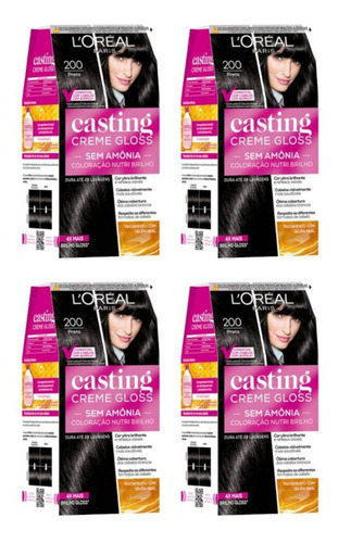 Casting Coloraçao casting gloss 200 preto - kit com 4un tom preto