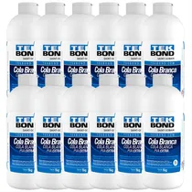 Comprar Kit 12 Cola Branca Pva Tek Bond Para Tecidos Artesanato 1kg