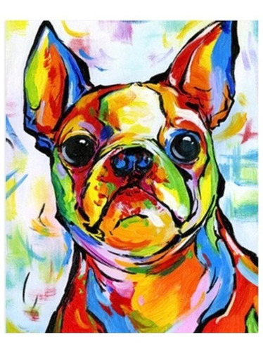 Bordado Pintura Diamante Bulldog Francés Color 30x40