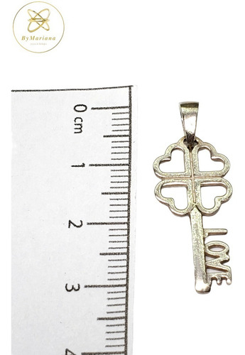 Imagen 3 de 5 de Dije Plata Trebol Con Llave Love