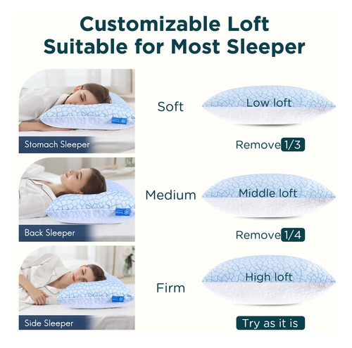 Qutool Juego De 2 Almohadas Viscoelásticas Tamaño King Mmg