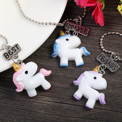T Set 3 Collares Unicornios Best Friends Forever Amigos