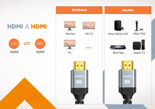 Imagen 4 de 10 de Cable Hdmi 8k 60hz 2 Metros 4k 120hz V2.1 Oro 48gbps Premium
