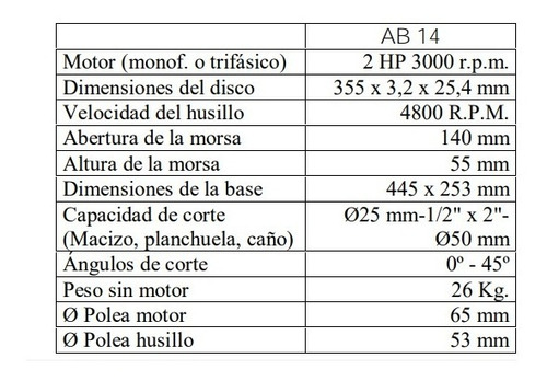 Imagen 2 de 7 de Sierra Cortadora Sensitiva Gan Mar Tgm 14 2 Hp Profesional