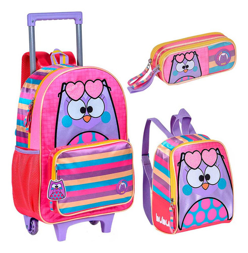 Kit Mochila Escolar Bubu E As Corujinhas Infantil Carrinho